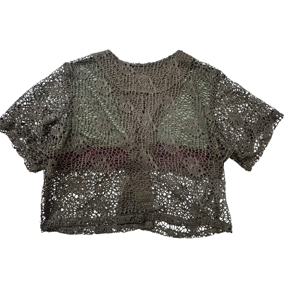 Open Knit Cardigan Womens Sz M Forrest goblin fairy Grunge BoHo Festival velvet - Picture 3 of 9